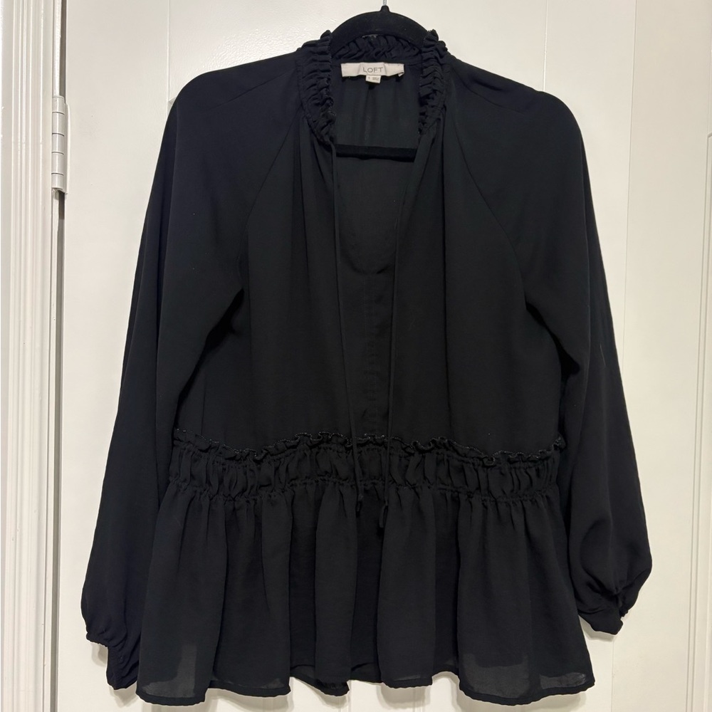 The Loft Women’s Size Small Black Ruffled Blouse